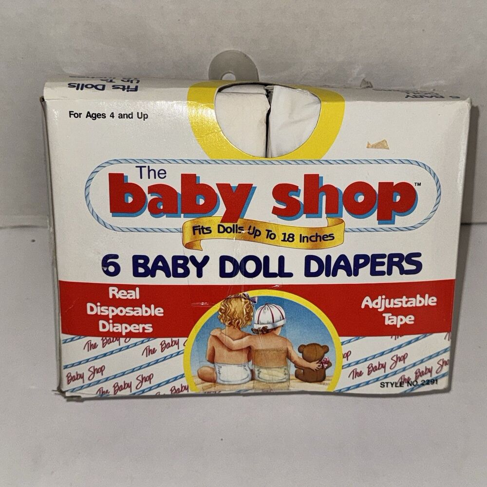 Vintage 1991 The Baby Shop Doll Diapers 18” Dolls Multi Toys Corp NOS